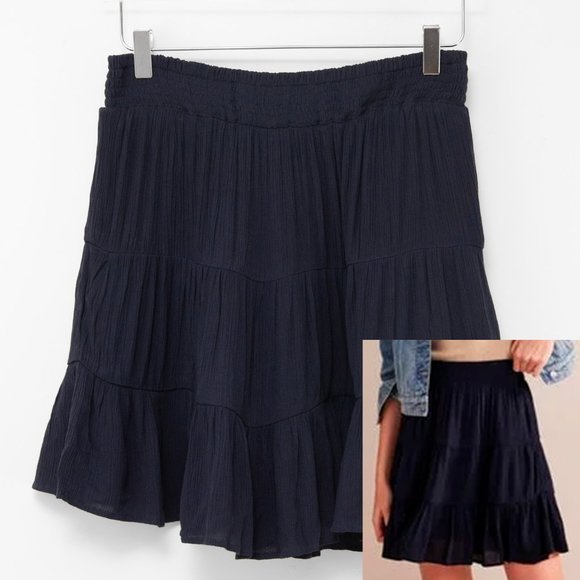 Boden Dresses & Skirts - Boden Vacation Mini Skirt Fit & Flare Preppy Crinkled Navy Blue Size 8 New